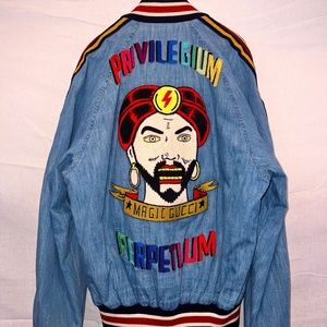 Gucci - Privilegium Perpetuum "Zoltar" - Denim Chambray Bomber Jacket Size 44/S